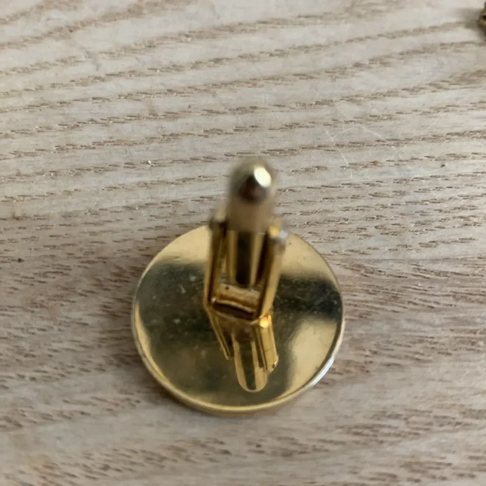 Vintage Swank Gold Tone Geometric Cuff Links & Tie Tack With Original Box